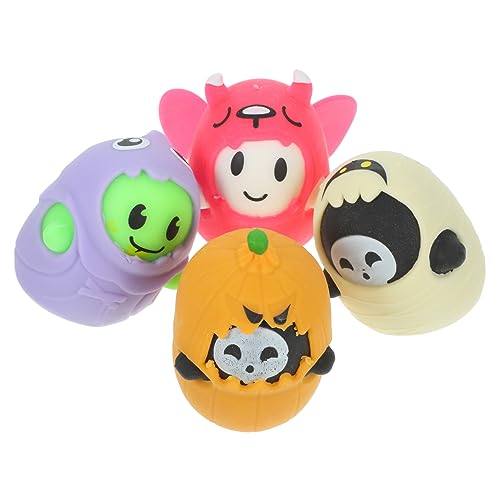 KOMBIUDA 4Stücke Teiliges Halloween Stressabbau Verschleißfestes Quetschspielzeug Mit Lustigen Kürbis Motiven Und Erwachsene Spaßiges Deko Accessoire Für Halloween Partys von KOMBIUDA