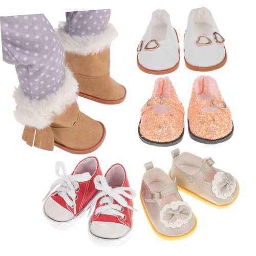 KOMBIUDA 5 Paare Puppenschuhe Puppe Zarte Schuhe Puppenzubehör Puppenturnschuhe Schuhe Für Puppen Puppenhauszubehör Miniatur-sammelschuhe Puppenspielzeugschuhe Puppen-Canvas-Schuhe Stoff von KOMBIUDA