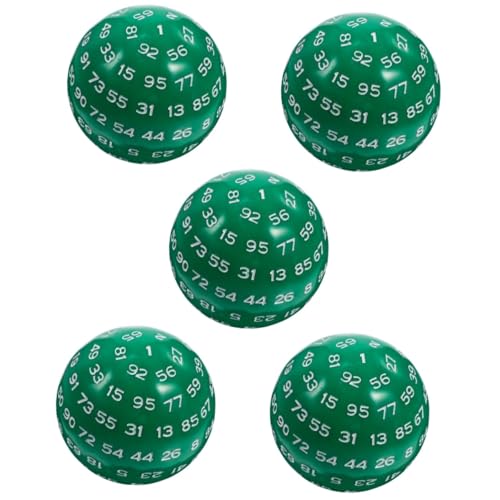 KOMBIUDA 5 Stück 100 100-seitiger Würfel Sechsseitige Würfel Multifunktionale Spielwürfel Würfel Mit Quadratischen Ecken Runde Eckwürfel Partyspielwürfel Kleine Spielwürfel D100 Green Acryl von KOMBIUDA