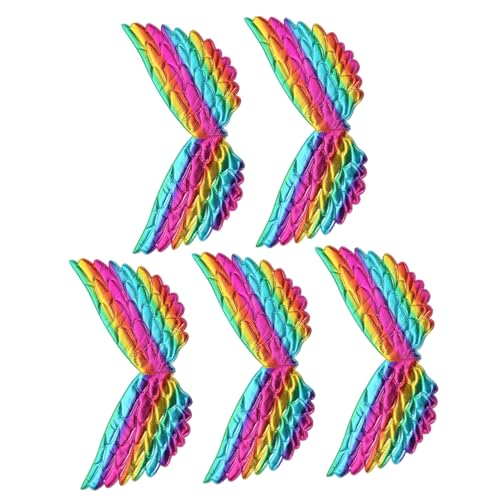 KOMBIUDA 5 Stück Einhorn Flügel Kostüm Flügel Prop für Fasching Festival Cosplay Bühnenauftritt und Fotografie Bunte Engelsflügel für Mädchen Halloween Weihnachten Party von KOMBIUDA