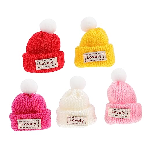 KOMBIUDA 5 Stück Gestrickte Mütze Weihnachts-mini-Ornamente Zubehör Für Minihüte Miniaturhut Minihüte Für Puppe Minihüte Zum Selbermachen Weihnachten DIY Handwerk Ornamente Mini-hüte Garn von KOMBIUDA