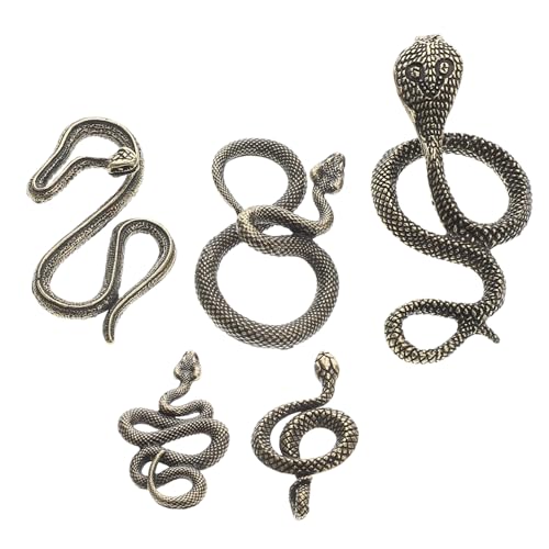 KOMBIUDA 5 Stück Kupferschlangenschmuck Halloween-Miniaturfiguren Schlangenskulptur-Statue Schlangendekoration für Terrarien gefälschte Klapperschlange Halloween-Schlangendekor Legierung von KOMBIUDA