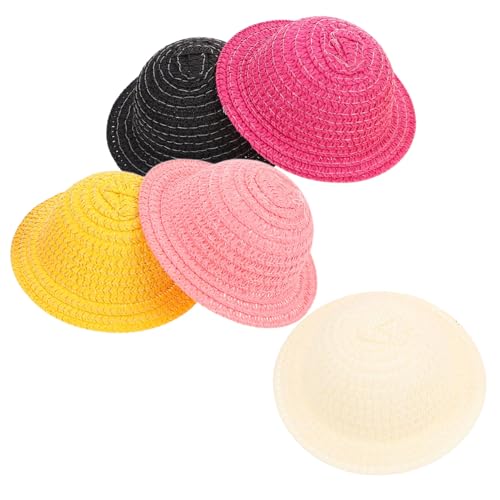 KOMBIUDA 5 Stück Puppe Rattan Hut Kleiner Bastelhut Hutzubehör Für Puppen Kleiner Hut DIY Stütze Miniatur-mini-hüte Hut Foto Requisiten Kleine Hüte Zum Basteln von KOMBIUDA