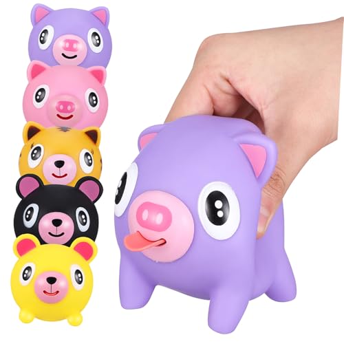 KOMBIUDA 5 Stück Teiliges Bunter Stressabbau Tier quetschspielzeug mit Lustigem Zungendesign Weiche Langlebige Squeeze Toys für Stressabbau von KOMBIUDA