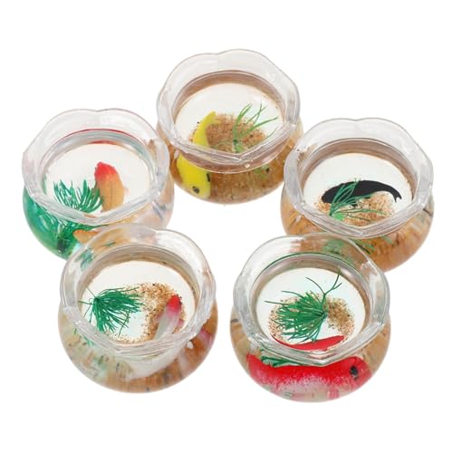 KOMBIUDA 5 Stück Teiliges Miniatur Fischglas Runde Kunststoff Goldfischschalen mit Realistischen Wasserpflanzen Kleine Mini Aquarium Deko für Puppenhaus Schreibtisch und Miniatur Landschaft KOMBIUDA 5 Stück Teiliges Miniatur Fischglas Runde Kunststoff Goldfischschalen mit Realistischen Wasserpflanzen Kleine Mini Aquarium Deko für Puppenhaus Schreibtisch und Miniatur Landschaft von KOMBIUDA