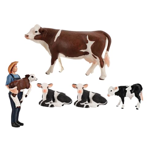 KOMBIUDA 5 Stück Teiliges Realistische Bauernhoftiere Figuren Detailgetreue Kuhmodelle aus PVC Miniatur Farmtiere Dekoration für Lernspielzeug und von KOMBIUDA