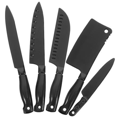 KOMBIUDA 5 Teiliges Küchenmesser Kombinationsmodell Zubehör Miniatur Küchenbesteck Miniatur Besteck Mini Küchengeschirr Lustiges Für Miniatur Dinge Puppenhaus Schwarze Legierung von KOMBIUDA