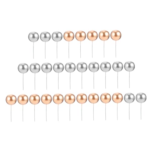 KOMBIUDA 50 Stück Kuchen-schaumkugeln Dessertdekoration Kugelförmig Cupcake-topper Mit Perlenkugeln Bäckerei Picks Kugeln Kucheneinsätze Ballon-cupcake-topper Cupcake-tragetasche Eisendraht von KOMBIUDA