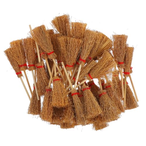 KOMBIUDA 50 Stück Mini-Besen Duschschrubber Schrubben Halloween Winzige Besen Kind Sachen Puppe Babyspielzeugreiniger Mini-Hexenbesen Besen Mit Aufstellbarer Kehrschaufel Holz von KOMBIUDA