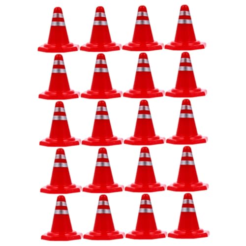 KOMBIUDA 50 Stück Sandkastenbarrikaden Mini-Leitkegel Spielzeugkegel Szene Auto verkehrserziehung verkehrsschilder Straßensperre Zeichen Simulations-Straßensperre Plastik rot von KOMBIUDA