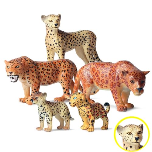 KOMBIUDA 5st Heimfigur-Ornamente Leopardenmodell Spielzeug Nachahmung Wildes Tier Jugueten Tierspielzeug Tierische Schreibtischdekoration Waldparty-dekor Spielzeug Für Wildtiere Fest Afrika von KOMBIUDA