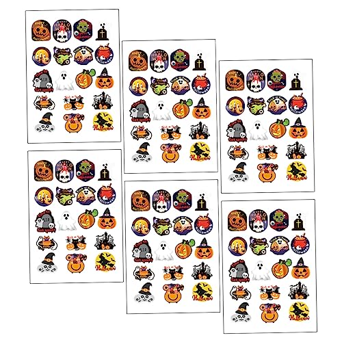 KOMBIUDA 6 Blätter Halloween-Aufkleber Verschlussaufkleber Für Geschenktüten Geschenkaufkleber Party Geschenketiketten Backsiegelaufkleber Halloween-Cartoon-Aufkleber Abdichtende Aufkleber von KOMBIUDA