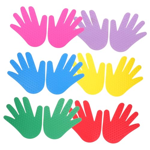 KOMBIUDA 6 Paare Handförmige Teppichmarkierungen aus Kunststoff Wetterfeste Bodenmarker für Vorschulklassen Sensorische Balance-trainingspads für Outdoor-Sport und Montessori Lernspiele von KOMBIUDA