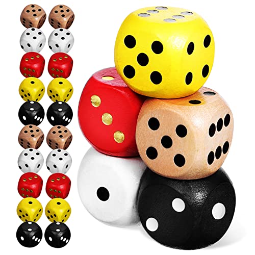 KOMBIUDA 25 Stück Bunte Holzwürfel Dekorative 6-seitige Spielwürfel Langlebige Partywürfel Für Tischspiele Und Brettspiele von KOMBIUDA
