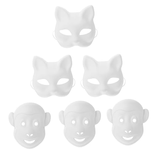 KOMBIUDA 6 Stk DIY-Maske Heimwerken Gesichtsmaske selber machen Vollgesichtsmaske Superhelden-Partydekorationen Masken white mask Partymaske Maskerade Zubehör Party-Maske Papier Weiß von KOMBIUDA