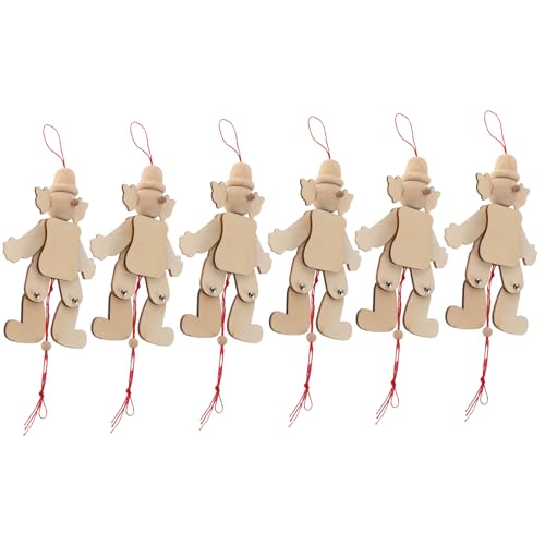 KOMBIUDA 6 Stück Clown-Marionette aus Holz: Blanko-unvollendete Clown-Puppe – handgemachte Holz-Marionette – Zugschnur-Spielzeug für Handarbeitsprojekte KOMBIUDA 6 Stück Clown-Marionette aus Holz: Blanko-unvollendete Clown-Puppe – handgemachte Holz-Marionette – Zugschnur-Spielzeug für Handarbeitsprojekte von KOMBIUDA