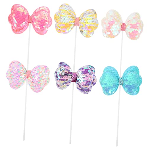 KOMBIUDA 6 Stück Cupcake Topper mit Glitzer Bowknot Bunte Kuchendekoration für Geburtstagspartys Festliche Tortenverzierung Einfach zu Montieren und Leicht zu Transportieren KOMBIUDA 6 Stück Cupcake Topper mit Glitzer Bowknot Bunte Kuchendekoration für Geburtstagspartys Festliche Tortenverzierung Einfach zu Montieren und Leicht zu Transportieren von KOMBIUDA