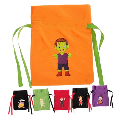 KOMBIUDA 6 Stück Halloween liefert Griffe wiederverwendbar Party halloween geschenktüten halloween candy bag Taschen für Halloween-Süßigkeiten Halloween-Taschen als Stoff Colorful von KOMBIUDA