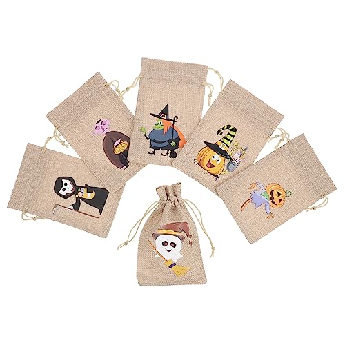 KOMBIUDA 6 Stück Halloween-süßigkeitsbeutel Bausatz Taschen Kind Favorisieren Zwerge Mini Füllstoffe Ballon Sackleinen Halloween-party-goodies-tasche Münze Zappeln Leinen- von KOMBIUDA