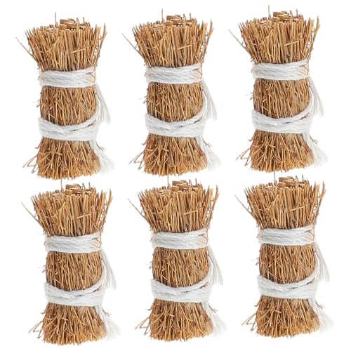 KOMBIUDA 6 Stück Miniatur -Gras -brennholz -stapelmodell Kleine Heuballen Zum Dekorieren Miniatur-kunstheu Miniatur-puppenhauszubehör Künstliches Heu Zur Dekoration Mini-heu-heu Light Brown von KOMBIUDA