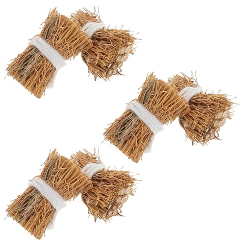 KOMBIUDA 6 Stück Miniatur -Gras -brennholz -stapelmodell Mini-heuhaufen-Dekorationen Miniatur-heuballen Künstliche Heuballen Miniatur-heuballen Zur Dekoration Falsches Heu Khaki Gras von KOMBIUDA
