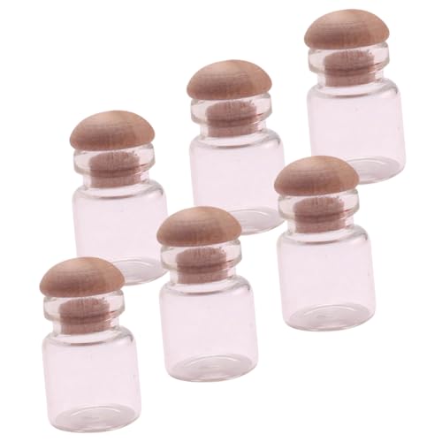 KOMBIUDA 6 Stück Miniatur-glasflasche Flaschen Klein Wiederverwendbar Kleine Einmachgläser Mit Deckel Behälter Getränke Miniaturen Bier Mini Einmachgläser Krüge Mit Deckel Miniglas Hölzern von KOMBIUDA