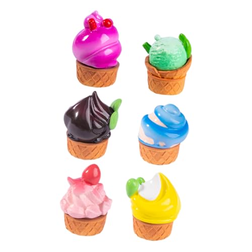 KOMBIUDA 6 Stück Obsteis Ornamente Puppenhaus Eiscreme Figuren In Lebensmittelform Realistische Lebensmittelfälschung Künstliche Eiskugeln Realistische Lebensmittelimitation Dessert von KOMBIUDA
