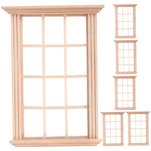 KOMBIUDA 6 Stück Puppenhausfenster Miniküche Puppenhaus Schlafzimmer Möbel Winziges Zuhause Hausmöbel Winziges Mini-blumenständer Häuser Mini-Puppen Miniaturen Mini- Hölzern Khaki von KOMBIUDA