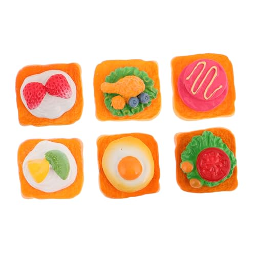 KOMBIUDA 6 Stück Sandwich-Modell Realistische Lebensmittelrequisiten Lebensmittelförmige Figuren Brot Miniaturessen Für Puppenhaus Brotmodell Mini Food Model Kit Harz von KOMBIUDA