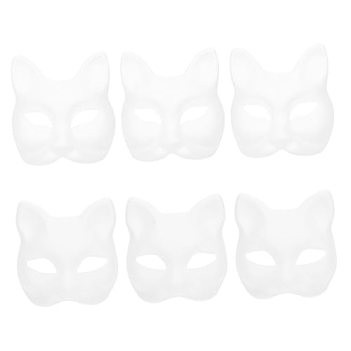 KOMBIUDA 6 Stück Teiliges DIY Papiermasken Weiß Unbemalt Tiermasken Fuchs Katze Leichte Bastelmasken für Erwachsene Bemalbare Party und KOMBIUDA 6 Stück Teiliges DIY Papiermasken Weiß Unbemalt Tiermasken Fuchs Katze Leichte Bastelmasken für Erwachsene Bemalbare Party und von KOMBIUDA