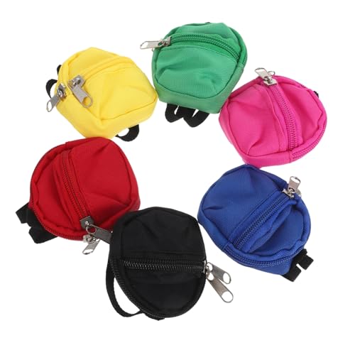KOMBIUDA 6 Stück Teiliges Mini Puppen-Rucksack mit Funktionalem Reißverschluss Niedliches Cartoon-Design Tragbare Schulranzen für Puppenkleidung und Interaktives Rollenspiel für Kinderhände von KOMBIUDA