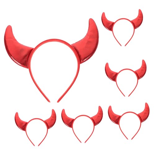 KOMBIUDA 6 Stück Teiliges Rotes Glitzer Teufelshörner Haarband Verstellbarer Kopfschmuck für Damen und Mädchen Halloween Festival Kostüm Accessoire Charmantes Party Cosplay Einheitsgröße KOMBIUDA 6 Stück Teiliges Rotes Glitzer Teufelshörner Haarband Verstellbarer Kopfschmuck für Damen und Mädchen Halloween Festival Kostüm Accessoire Charmantes Party Cosplay Einheitsgröße von KOMBIUDA