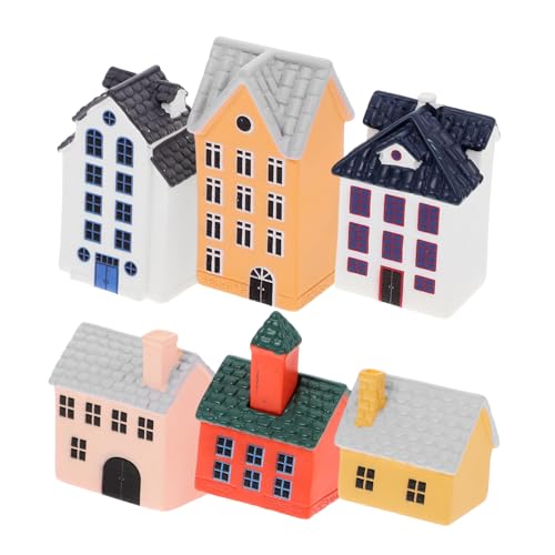 KOMBIUDA 6 Stück Villa Dekorationen Ornamente Mini Häuser Zum Basteln Gartenstatuen Für Draußen Dekorative Miniaturfigur Rasenfigur Heimdorf Cottage Kleines Haus Kleines von KOMBIUDA