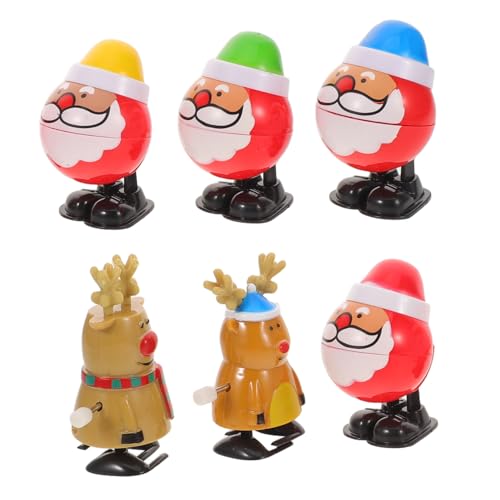 KOMBIUDA 6 Stück Weihnachtskettenspielzeug Uhrwerkspielzeug Aufziehspielzeug Kinderspielzeug Kreatives Aufziehspielzeug Rentierfigur Cartoon von KOMBIUDA
