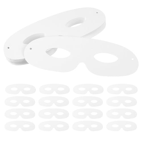 KOMBIUDA 60 Sätze Diy Leere Weiße Papiermasken für Maskerade Bemalbare Unbemalte Gesichtsmasken mit Schnüren Bastelbedarf für Halloween und Cosplay Accessoires von KOMBIUDA