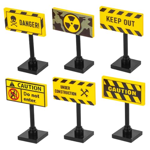 KOMBIUDA Warnschild-Spielzeug Für Kinder 6-teiliges Pädagogisches Verkehrsset Straßenschilder Bausteine Mini-spielset Für Jungen Und Mädchen von KOMBIUDA