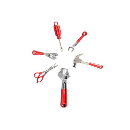 KOMBIUDA 6Stücke Teiliges Mini Toolbox Zubehörset Aus Legierung Werkzeugkasten Mit Hammer Und Schraubenschlüssel Für Puppenhaus Deko Werkzeugkiste von KOMBIUDA