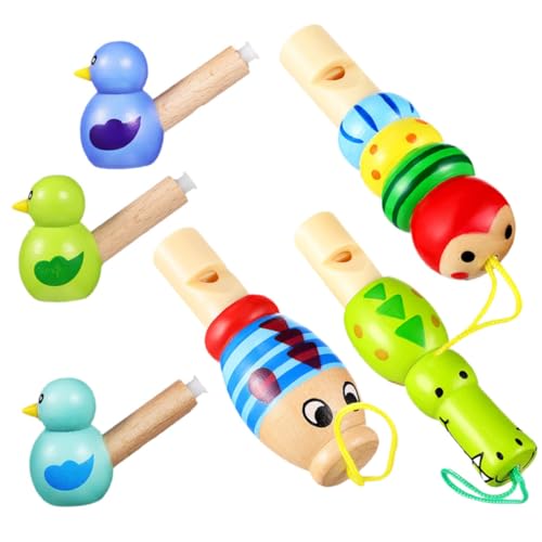 KOMBIUDA 6St Cartoon-Vogelpfeife Musikspielzeug Handytaschen-Anhänger Spielzeug für Kinder Musikinstrumente Spielset aus Holz Party-Requisite schöne Pfeife Karikatur Kazoo Baby hölzern von KOMBIUDA