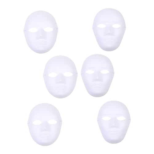 KOMBIUDA 6st Leere Maske Vollgesichtsmaskenkostüm Unbemalte Maskerade Adukt-spielzeug Diy Leere Malmasken Halloween-maske Leere Halbgesichtsmaske Hälfte Kind Weiß Hip Hop Zellstoff Papier von KOMBIUDA