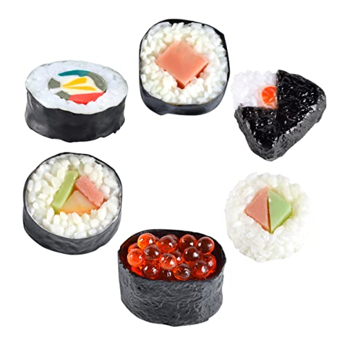 KOMBIUDA 6st Sushi-Simulation Simulations-Sushi-Probe Simulation Lebensmittelmodell Realistische Lebensmittel-Requisiten Künstliches Japanisches Essen Falsches Nachtisch Spielzeugzimmer PVC von KOMBIUDA