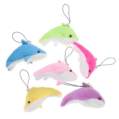 KOMBIUDA 6stücke Kleine Delfin-anhänger Hängedekoration Für Rucksack Handtasche Handy Bunte Ornamente Gelb Grün Blau von KOMBIUDA
