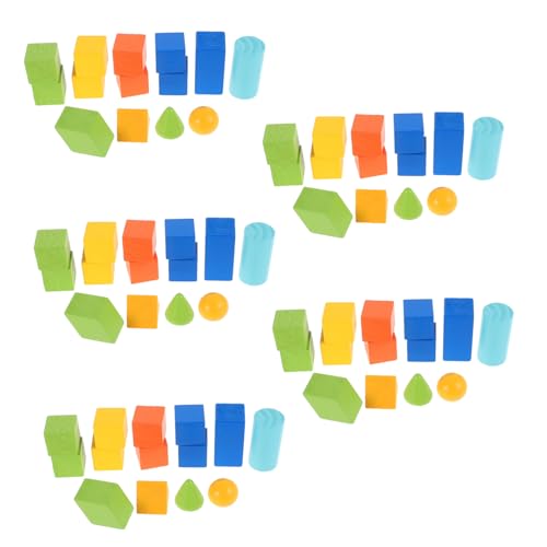 KOMBIUDA 70 Stück Geometrische Dreidimensionale Formen Geometrisches Sensorisches Schulbedarf Für 3D Formen Geometrie Lehrmittel Holz Geometrische Körper 3D Blöcke Räumliche von KOMBIUDA
