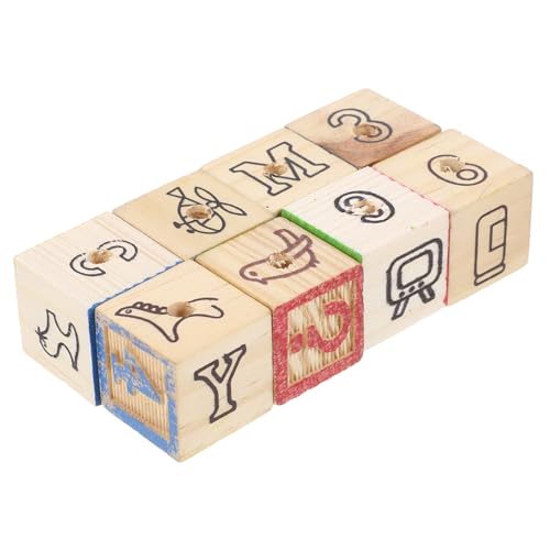 KOMBIUDA 8 STK Alphabet-Spielzeug Sprechendes Papageienspielzeug Kleintierspielzeug Holzspielzeug Spielzeuge Spielset aus Holz Alphabet-Holzklötze Alphabetblöcke hölzern Zubehör Bambus von KOMBIUDA