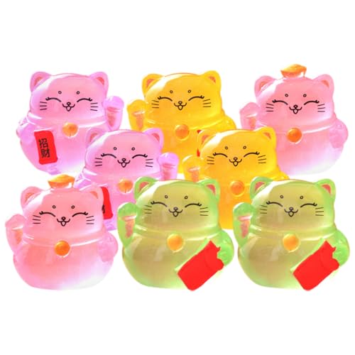 KOMBIUDA 8 Stück Glückliche Katzenverzierung Tortendeko Einschulung Bastelset Basteln Miniaturkatzen Tierdekoration Katzenfiguren Mini-katzenfigur Cupcake-Topper Mit Katze Harz von KOMBIUDA