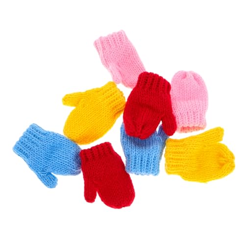 KOMBIUDA Bastelspaß 8 Stück Mini-Handschuhe für Puppen Puppenhaus-Miniaturen Strickzubehör -Kunstbedarf Schneemann-Handschuhe dekoratives Accessoire von KOMBIUDA