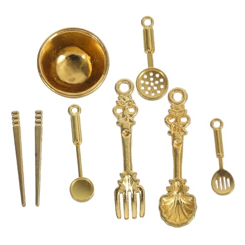 KOMBIUDA 8-teiliges Set Miniatur -tabellengeschirrmodell Küchenzubehör Für Puppenstuben Puppenhaus-Miniatur-Geschirr Puppenhausdekoration Geschirr-Modell Golden Legierung KOMBIUDA 8-teiliges Set Miniatur -tabellengeschirrmodell Küchenzubehör Für Puppenstuben Puppenhaus-Miniatur-Geschirr Puppenhausdekoration Geschirr-Modell Golden Legierung von KOMBIUDA