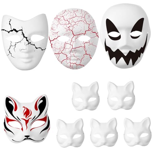 KOMBIUDA Weißes Masken-papiermaché-set 9-teilig Blanko Für Halloween-dekoration Kostüme KOMBIUDA Weißes Masken-papiermaché-set 9-teilig Blanko Für Halloween-dekoration Kostüme von KOMBIUDA