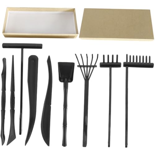 KOMBIUDA 9 Stück Teiliges Zen Garten Set aus Kunststoff Mini Sandrechen mit Verschiedenen Formen für Meditation und Sandgestaltung Kompakt und Fein Verarbeitet für Gartenliebhaber von KOMBIUDA