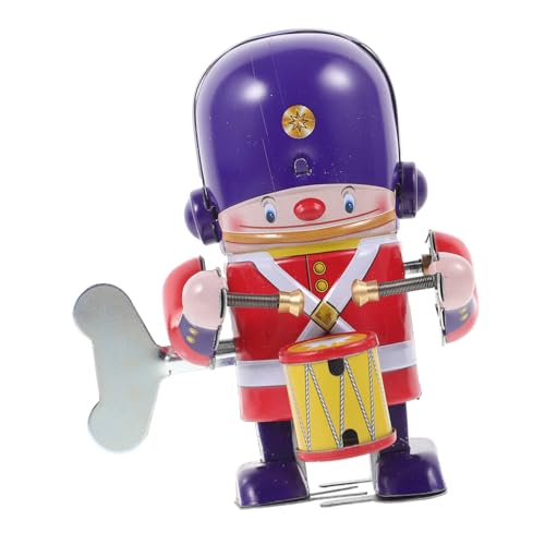 KOMBIUDA Aufziehbarer Trommler Roboter Blechspielzeug Wind Up Drummer Cartoonfigur Kreatives Sammlerobjekt ohne Batterien mit Sicherer Abgerundeter Oberfläche von KOMBIUDA