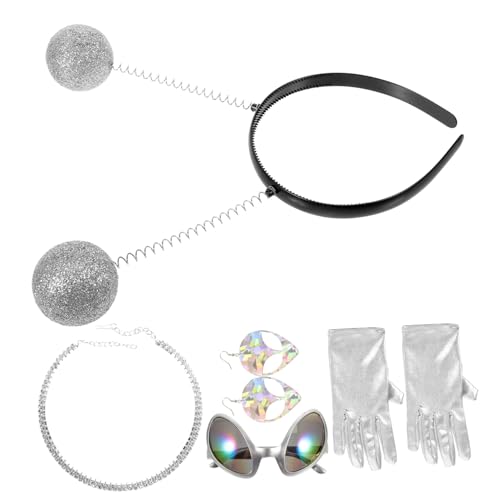 KOMBIUDA Außerirdisches mit Antennen stirnband Lustigen Brillen Ohrringen Halskette und Handschuhen Leicht Verstellbar Unisex für Cosplay Silvester Halloween und Mottopartys KOMBIUDA Außerirdisches mit Antennen stirnband Lustigen Brillen Ohrringen Halskette und Handschuhen Leicht Verstellbar Unisex für Cosplay Silvester Halloween und Mottopartys von KOMBIUDA